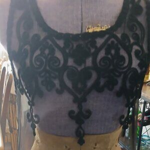 "Pristine" Black Sheer Embroidered Sleeveless Tank